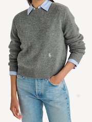 Sporty & Rich Grey SRC Cashmere Crew Neck Jumper - Image 3 of 4