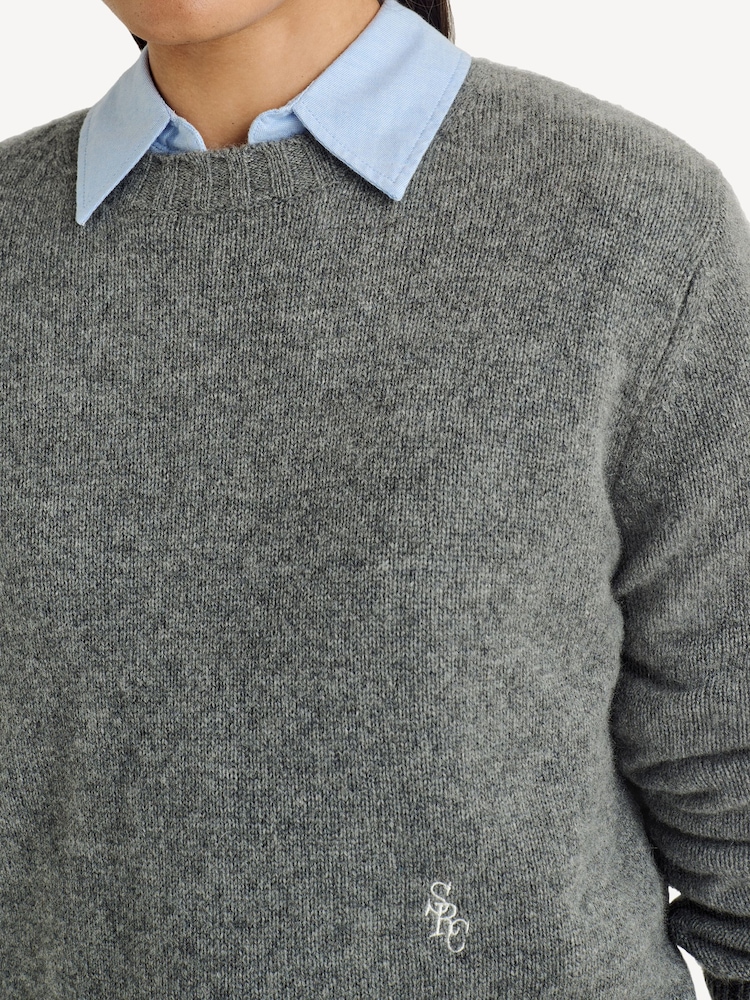Sporty & Rich Grey SRC Cashmere Crew Neck Jumper - Image 4 of 4