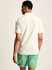 Joules Linen Blend White Plain Short Sleeve Shirt - Image 2 of 6