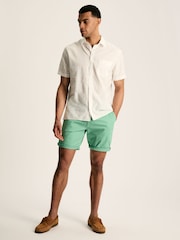 Joules Linen Blend White Plain Short Sleeve Shirt - Image 5 of 6