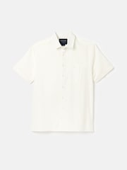 Joules Linen Blend White Plain Short Sleeve Shirt - Image 6 of 6