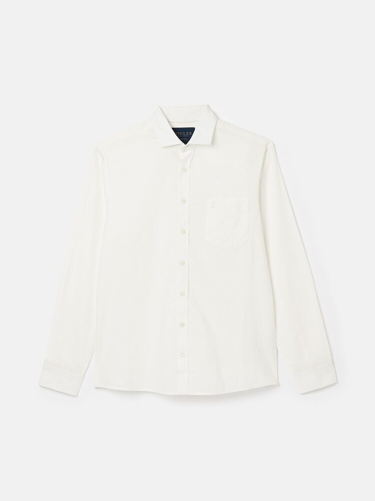 Joules Linen Blend White Plain Long Sleeve Shirt - Image 4 of 4