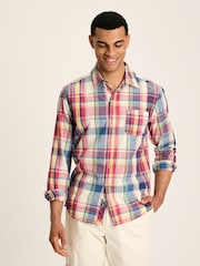 Joules Madras Blue/Pink Long Sleeve Cotton Check Shirt - Image 1 of 8
