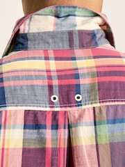 Joules Madras Blue/Pink Long Sleeve Cotton Check Shirt - Image 2 of 8
