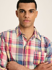 Joules Madras Blue/Pink Long Sleeve Cotton Check Shirt - Image 4 of 8