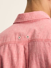 Joules Linen Blend Pink Plain Short Sleeve Shirt - Image 2 of 7