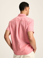 Joules Linen Blend Pink Plain Short Sleeve Shirt - Image 3 of 7