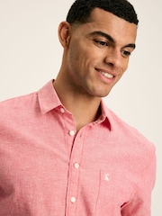 Joules Linen Blend Pink Plain Short Sleeve Shirt - Image 4 of 7