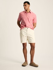 Joules Linen Blend Pink Plain Short Sleeve Shirt - Image 6 of 7