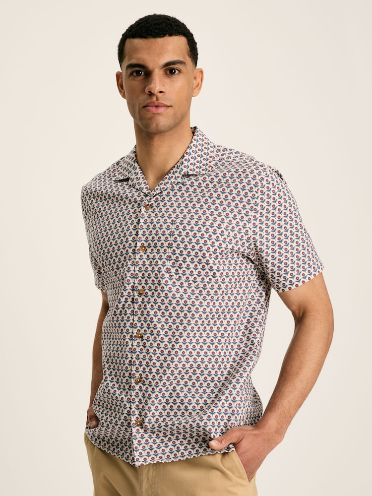 Joules Revere Blue Printed Short Sleeve Shirt - Image 1 of 8