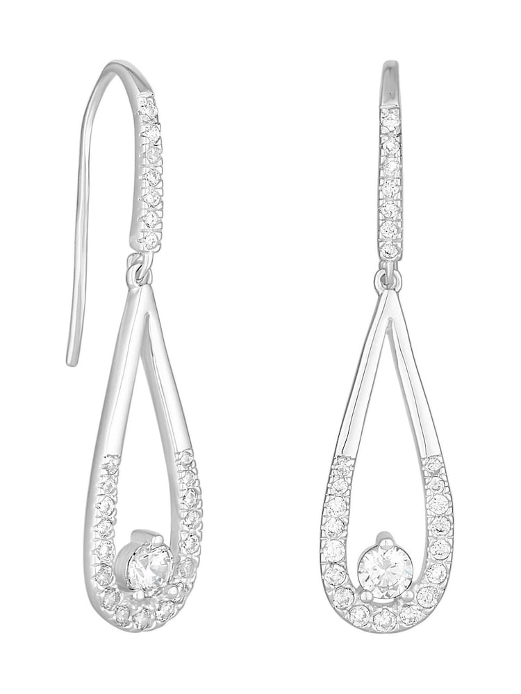 Simply Silver Sterling Silver Tone 925 Cubic Zirconia Sleek Teardrop Drop Earrings - Image 1 of 2 Simply Silver Sterling Silver Tone 925 Cubic Zirconia Sleek Teardrop Drop Earrings - Image 1 of 2