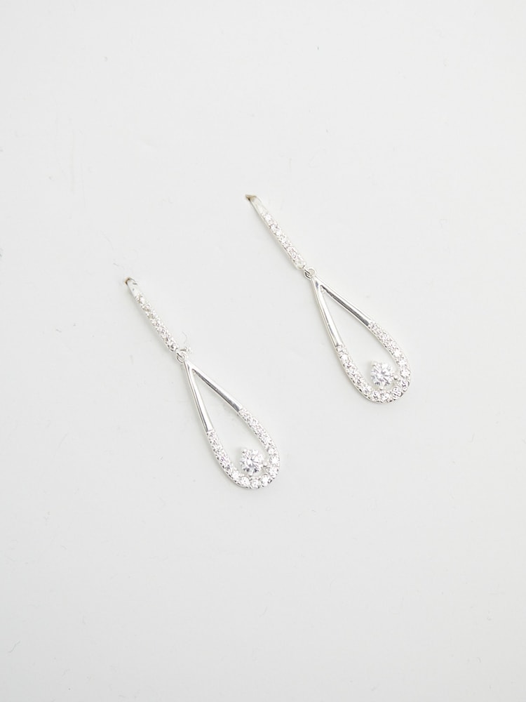 Simply Silver Sterling Silver Tone 925 Cubic Zirconia Sleek Teardrop Drop Earrings - Image 2 of 2 Simply Silver Sterling Silver Tone 925 Cubic Zirconia Sleek Teardrop Drop Earrings - Image 2 of 2