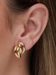 Jon Richard Gold Tone Polished Layered Clip Earrings - Image 2 of 2