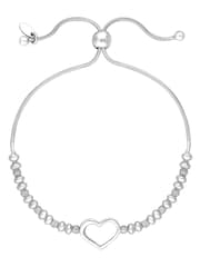 Simply Silver Sterling Silver Tone Silver 925 Open Heart Toggle Bracelet - Image 1 of 3