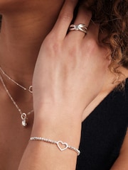 Simply Silver Sterling Silver Tone Silver 925 Open Heart Toggle Bracelet - Image 3 of 3