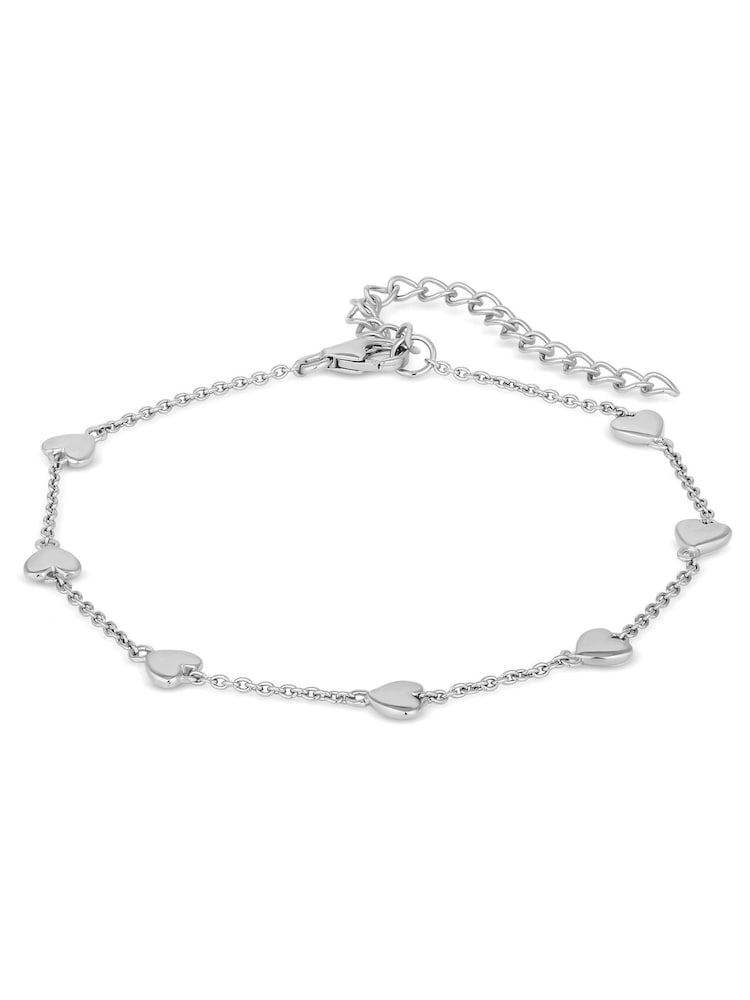 Simply Silver Sterling Silver Tone 925 Polished Heart Station Bracelet - Image 1 of 2