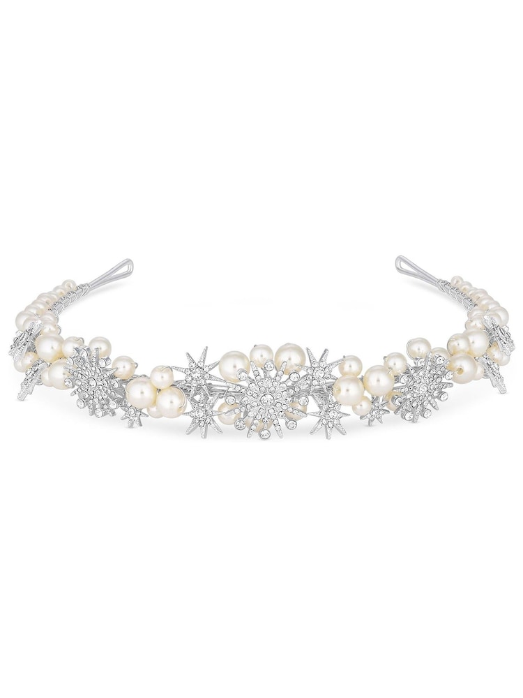 Jon Richard Silver Tone Star And Pearl Tiara - Gift Pouch - Image 1 of 1