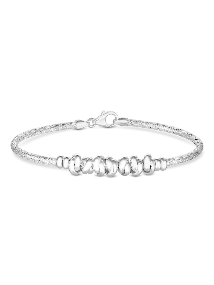 Simply Silver Silver Tone Love Knot Textured Bangle Bracelet - Image 2 of 3