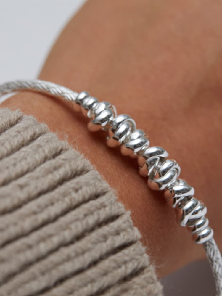 Simply Silver Silver Tone Love Knot Textured Bangle Bracelet - Image 3 of 3