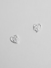 Simply Silver Sterling Silver Tone 925 Paw Print And Heart Earrings - Image 1 of 2