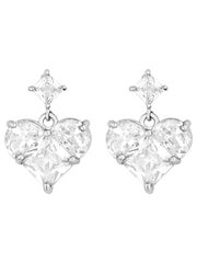 Jon Richard Silver Tone Cubic Zirconia Mixed Stone Heart Earrings - Image 1 of 3