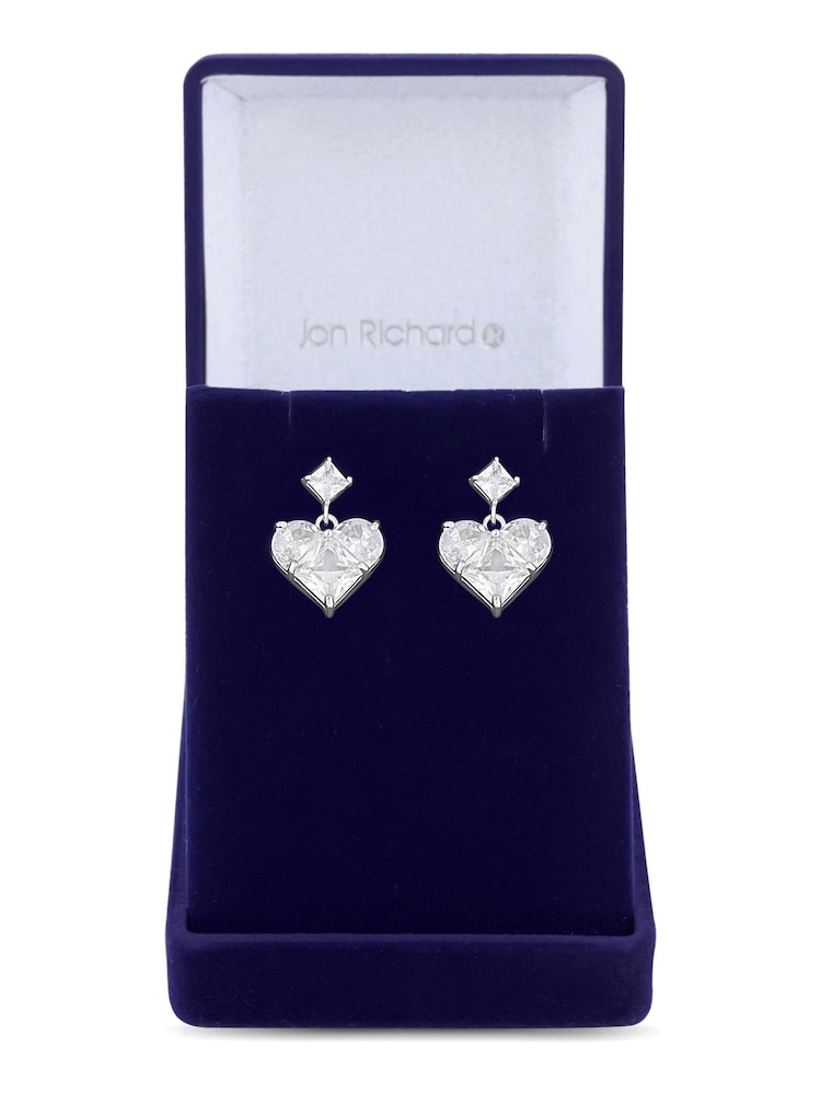 Jon Richard Silver Tone Cubic Zirconia Mixed Stone Heart Earrings - Image 3 of 3