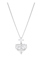 Jon Richard Silver Tone Cubic Zirconia Mixed Stone Heart Pendant Necklace - Image 1 of 2
