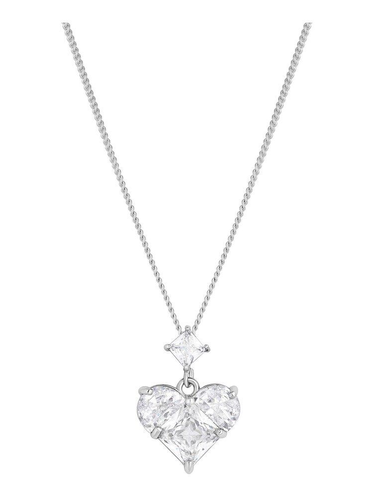 Jon Richard Silver Tone Cubic Zirconia Mixed Stone Heart Pendant Necklace - Image 1 of 2