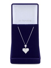 Jon Richard Silver Tone Cubic Zirconia Mixed Stone Heart Pendant Necklace - Image 2 of 2