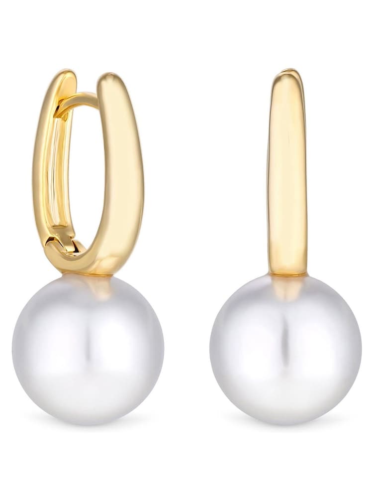 Jon Richard Gold Tone Pearl Drop Hoop Earrings - Image 2 of 5