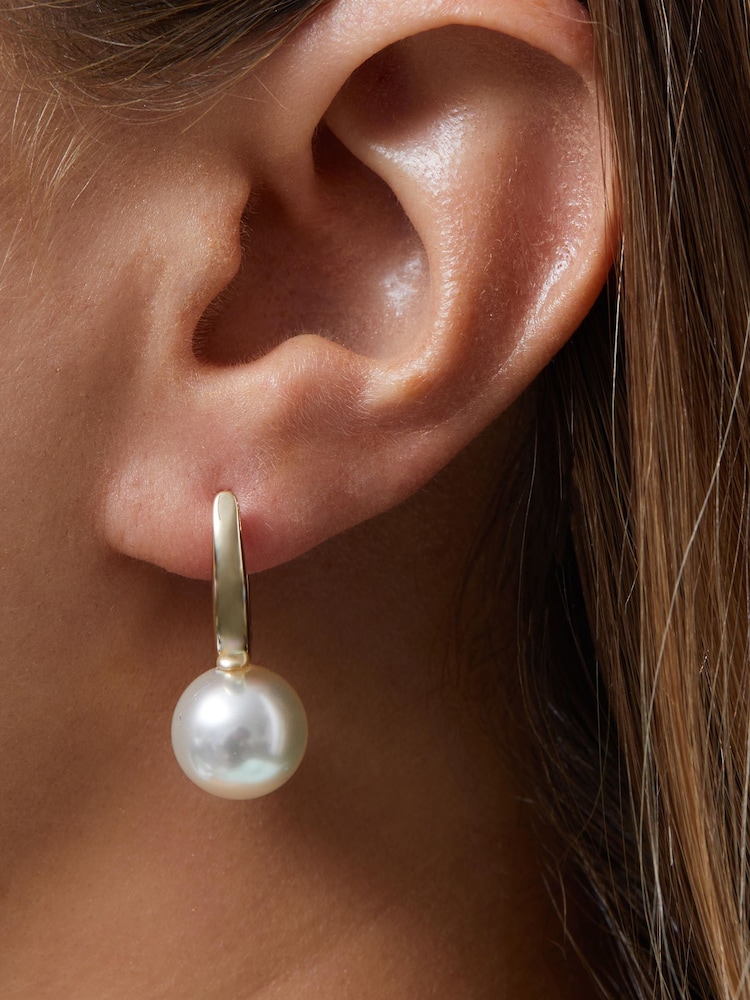 Jon Richard Gold Tone Pearl Drop Hoop Earrings - Image 3 of 3