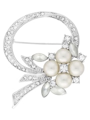 Jon Richard Silver Tone Open Bouquet Pearl And Crystal Brooch - Image 2 of 2