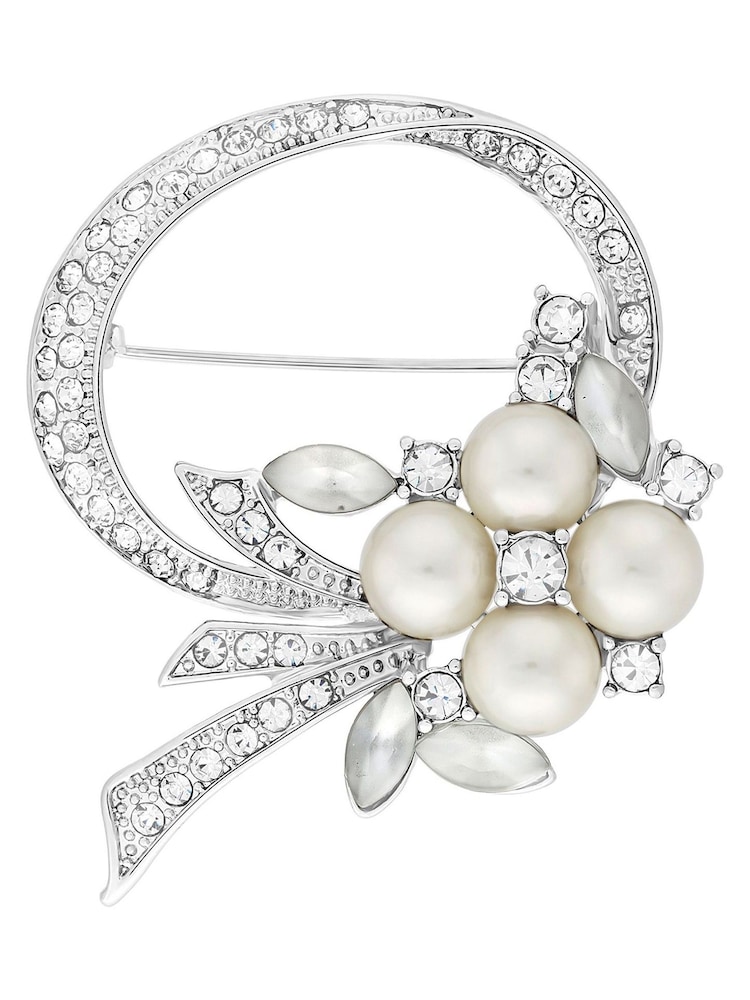 Jon Richard Silver Tone Open Bouquet Pearl And Crystal Brooch - Image 2 of 2