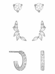 Simply Silver Sterling Silver Tone 925 Cubic Zirconia Climber Earrings - Pack of 3 - Image 1 of 3