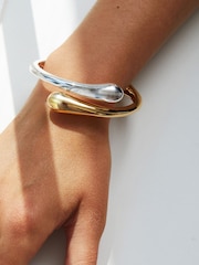 Jon Richard Two Tone Plated Polished Bangle Bracelet - Image 3 of 3