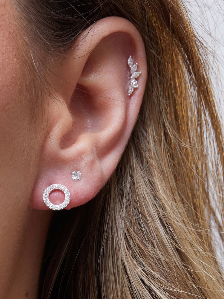 Simply Silver Silver Tone Cubic Zirconia Mini Round Stud Earrings - Image 2 of 2