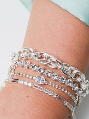 Jon Richard Silver Tone Triple Crystal Stone And Fine Link Bracelet - Image 2 of 2