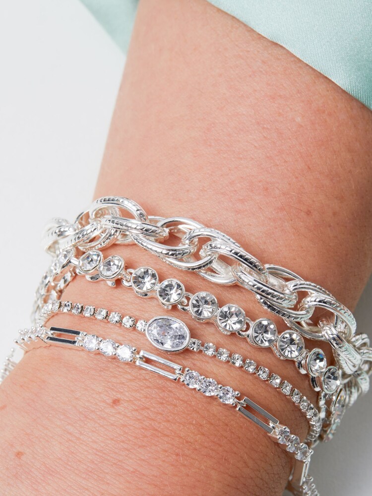 Jon Richard Silver Tone Triple Crystal Stone And Fine Link Bracelet - Image 2 of 2