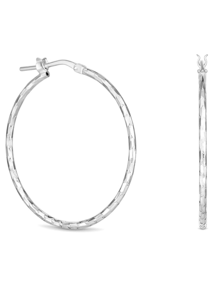 Simply Silver Sterling Silver Tone 925 Fine Diamond Cut Hoop Earrings - Image 2 of 2