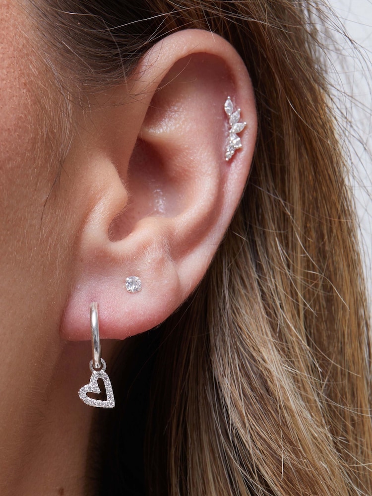 Simply Silver Sterling Silver Tone 925 Mini Heart Hoop Earrings - Image 2 of 2