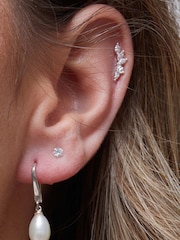 Simply Silver Sterling Silver Tone 925 Freshwater Pearl Cubic Zirconia Sleek Drop Earrings - Image 3 of 3