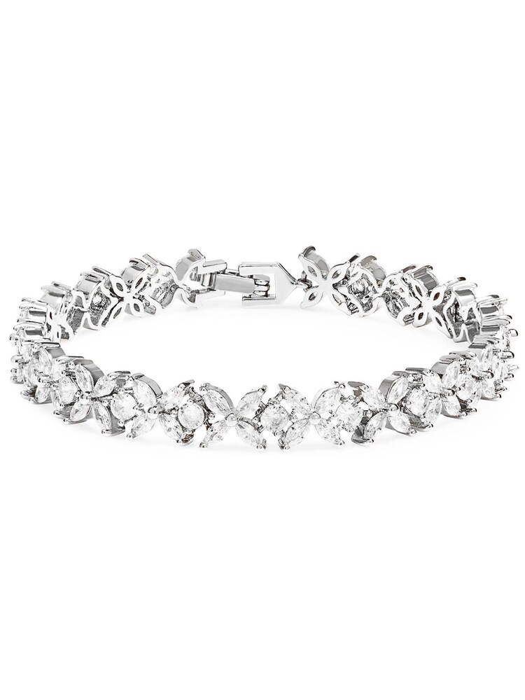 Jon Richard Silver Tone Crystal Floral Tennis Bracelet - Image 1 of 3