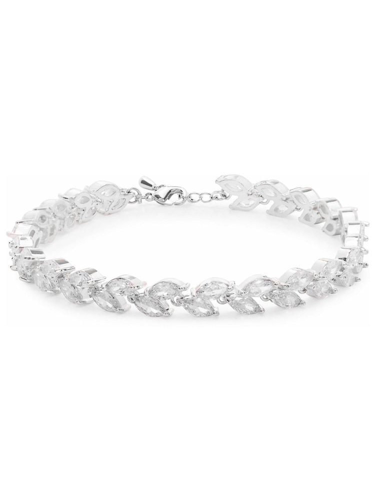 Jon Richard Silver Tone Cubic Zircnonia Multi Navette Bracelet - Image 1 of 1