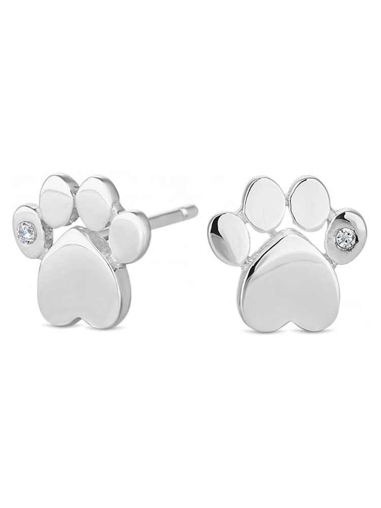 Simply Silver Silver Tone Paw Print Earrings - Image 1 of 3