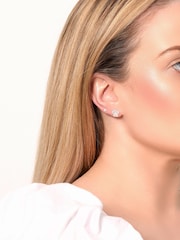 Simply Silver Silver Tone Paw Print Earrings - Image 2 of 3