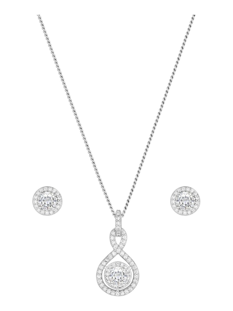 Jon Richard Silver Tone Clear Crystal Infinity Set - Image 1 of 2