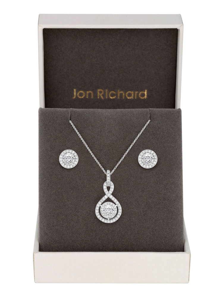 Jon Richard Silver Tone Clear Crystal Infinity Set - Image 2 of 2