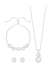 Jon Richard Silver Tone Crystal Halo Double Solitaire Trio Set - Image 1 of 5