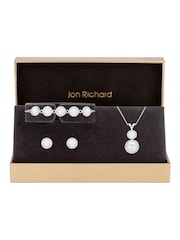 Jon Richard Silver Tone Crystal Halo Double Solitaire Trio Set - Image 2 of 5