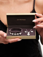 Jon Richard Silver Tone Crystal Halo Double Solitaire Trio Set - Image 3 of 5